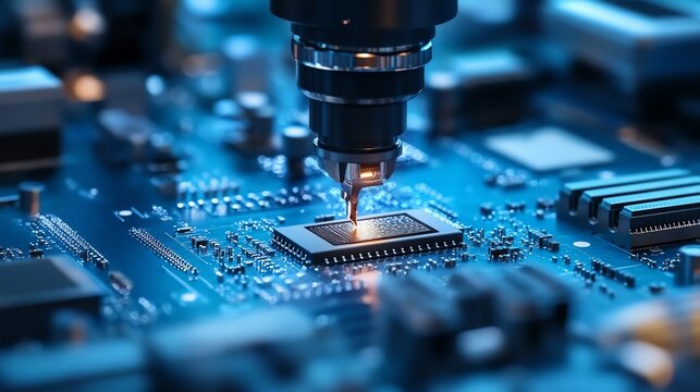 Employees are fabricating microchips for automotive AI systems.