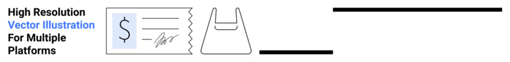 Minimalist design showcasing a digital receipt alongside a reusable shopping bag. Ideal for online shopping, retail, mobile payments, sustainability, e-commerce platforms, financial services, flat