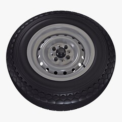 Fototapeta premium Illustration 3D Car Wheel with Classic Steel and Chrome Design