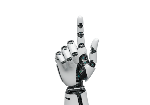 Isolated Robotic Hand Pointing Up