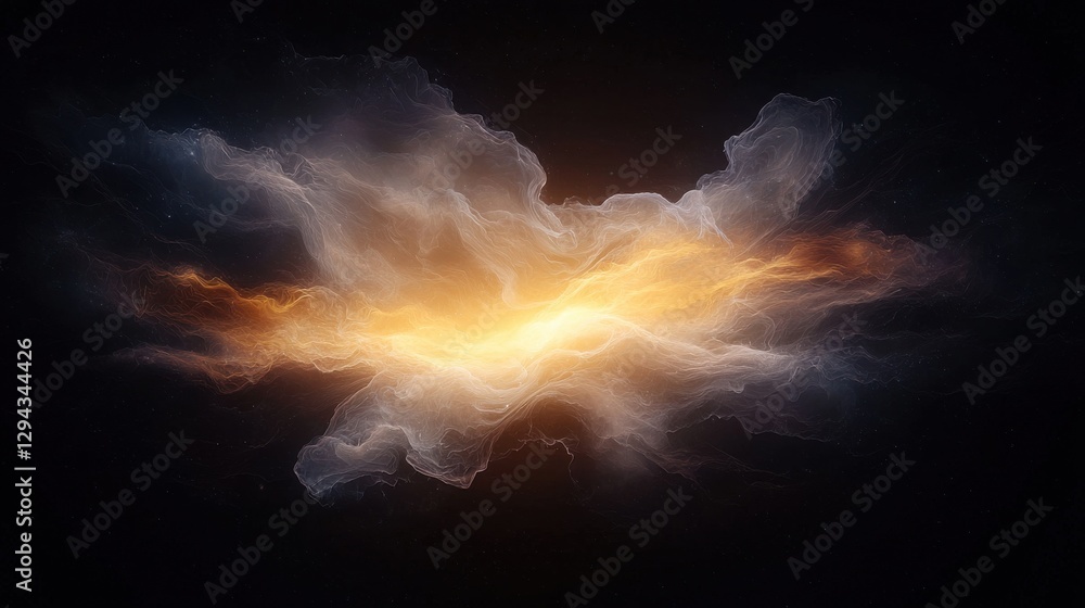 Aufkleber cosmic explosion event digital art abstract dark space dynamic view energy concept