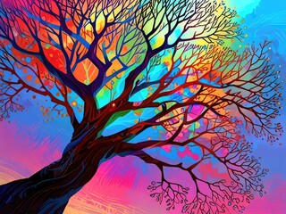 autumn tree in the forest, autumn tree with colorful leaves, autumn tree in the park