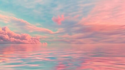 Fototapeta premium Sunset reflection over tranquil ocean waters serene landscape digital artwork calm environment aerial view serenity