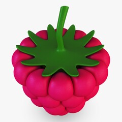 Illustration 3D Cartoon Raspberry with Vibrant Nature and Garden Design