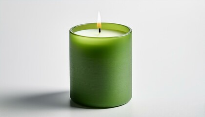 green candle on a white background