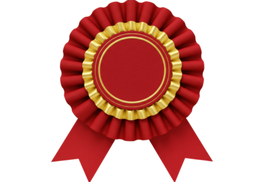 Isolated Classic Red Award Ribbon with Ruffled Edge