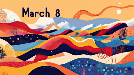 march 8 banner, international womans day banner, colored banner with flowers