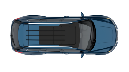 SUV Car, Top view. isolated on white and transparent background, cut out png