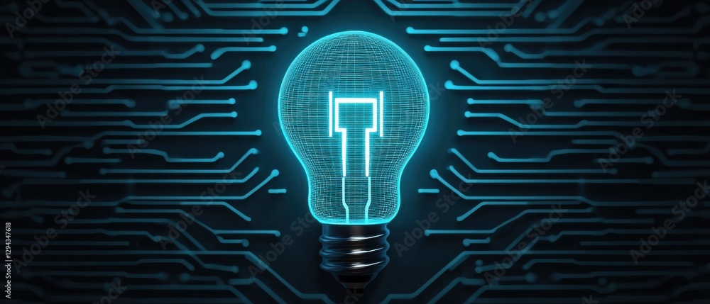 Poster glowing digital circuit board symbolizing cybersecurity and technological innovation
