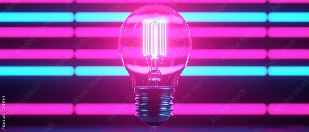 Poster glowing futuristic lightbulb symbolizing innovation and creative problem solving