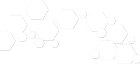 Obraz premium Abstract technology white geometric hexagon on transparent concept design honeycomb shape vector. 