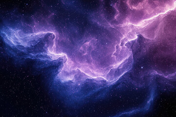 A mesmerizing cosmic nebula, swirling with vibrant purple and blue hues, dotted with countless stars.