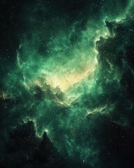 Fototapeta premium A canvas of vibrant emerald, where lines, like threads of fate, intertwine and dance, creating an aura of mystery and tranquility. 