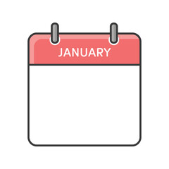 シンプルな1月のカレンダーのアイコン - 年始やお正月のイメージや月間イベントのイラスト素材