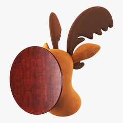 Illustration 3D Fabric Moose Head Trophy with Stylized Antlers and Wildlife Design