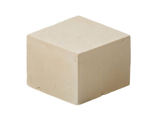Fototapeta premium isometric 3d square earth block with rough porous texture, compressed soil brick, natural building material, sustainable construction element, on isolated background 