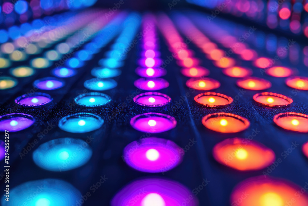Aufkleber Rows of colorful LED lights create a vibrant, mesmerizing visual display.