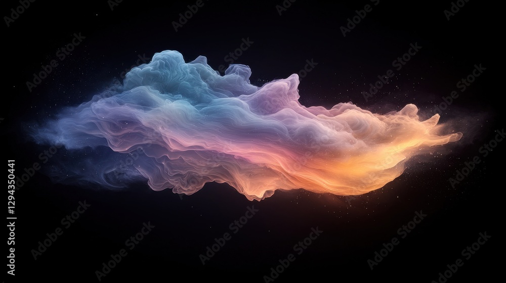Poster dynamic colorful cloud formation abstract space digital art dark background artistic perspective cre