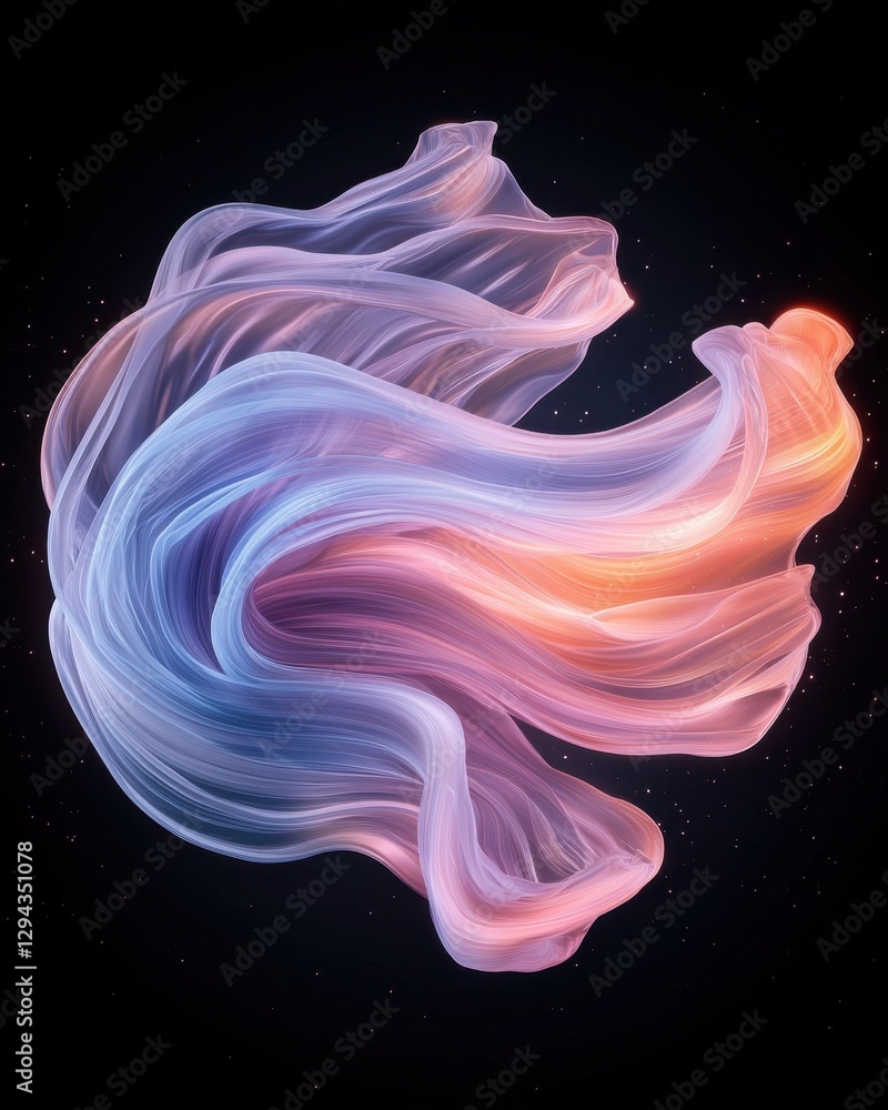 Poster dynamic flowing colors in abstract design digital art cosmic environment ethereal viewpoint