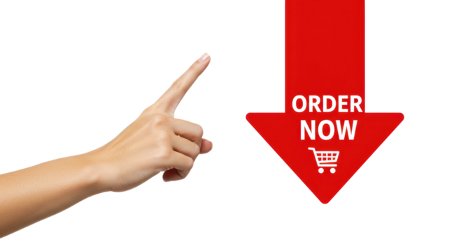 Isolated Red Order Now Arrow