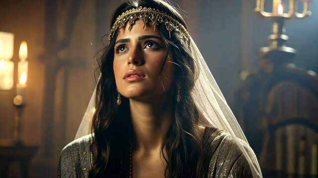 A worried and distressed young queen 4K