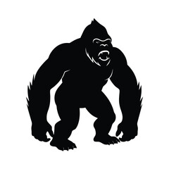 Minimalist Gorilla Silhouette Vector Art | Black Gorilla Illustration Design