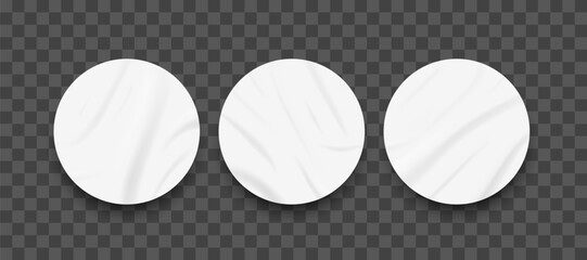 Crumpled stickers on transparent background. Vector illustration 