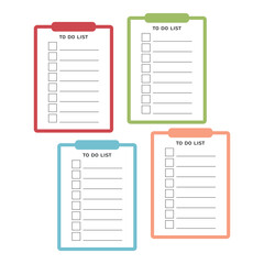 Grid paper with to do list. Checklist vector illustration in flat style. Set of template planners for schedule, agenda, cards, checklists, notebooks and other stationery.