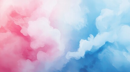 Soft watercolor cloud texture in pink and blue gradient background