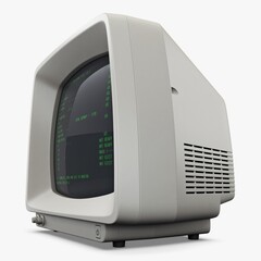 Illustration 3D Retro Monitor with CRT Tube and Classic Display Design
