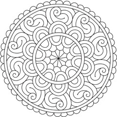 "Intricate Mandala Coloring Page | Detailed Zen Pattern for Mindful Relaxation | Stress Relief Coloring Page