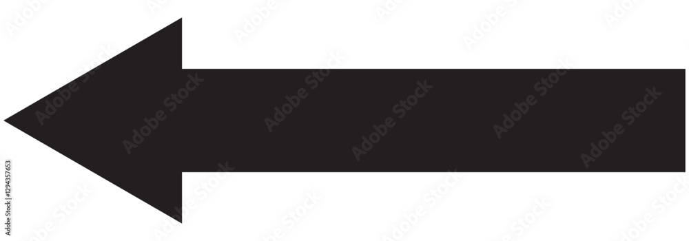 Poster black large forward or left pointing solid long arrow icon sketched as vector symbol . eps 10