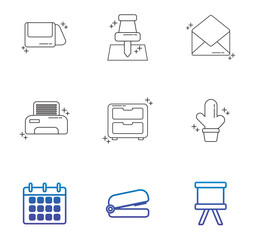 Set of vector icons of office supplies with white background