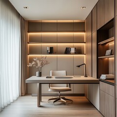 The image shows an elegant home office setting