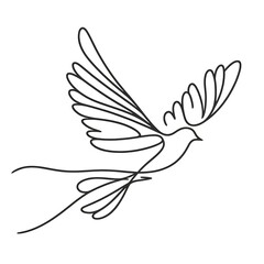 Obraz premium Continuous line drawing of a bird in flight.