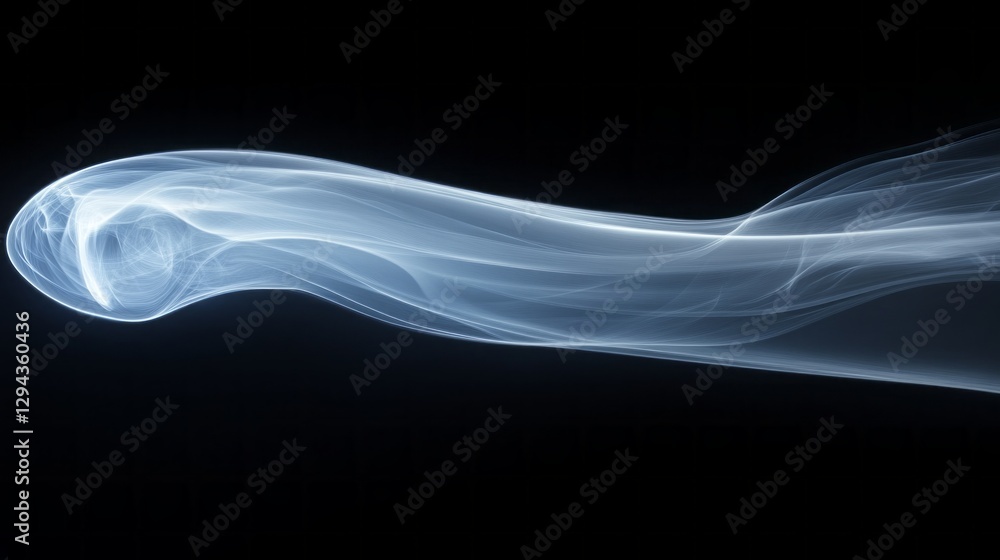 Poster a delicate ribbon of smoke swirls gracefully through the air, illuminated by soft light. it creates 