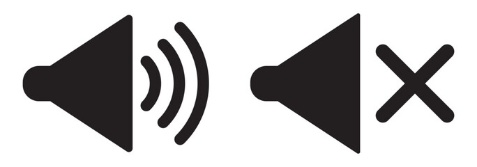 
speaker, sound, volume icon set , low and hight level volume speaker icon. voice, audio, silent, mute icons in flat style for media player app and website
