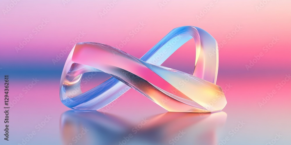 Poster abstract infinity loop with vibrant gradient and glass-like transparency
