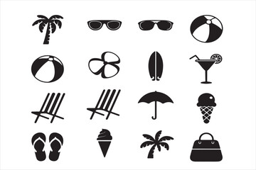 Summer icon hand drawn illustration on white background. Summer vector, travel icon.