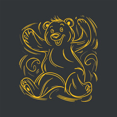 Playful Bear Line Art Illustration