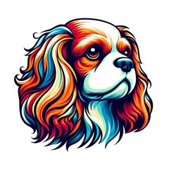 Naklejka premium Colorful Cavalier King Charles Spaniel head portrait.