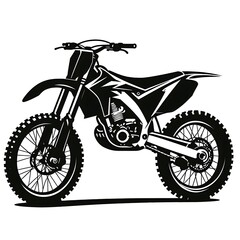 Obraz premium Side view of a black and white motocross bike.
