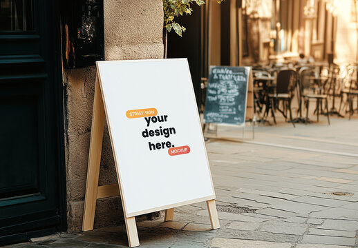 Street-Side Sign Mockup with Urban Background