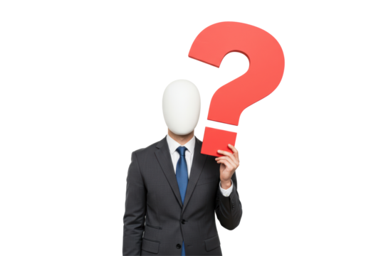 Isolated Faceless Businessman with Large Red Question Mark