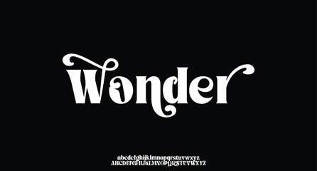 Wonder, elegant modern alphabet letters font logo. logo alphabet. Minimal modern urban fonts for logo, brand etc. Typography typeface uppercase lowercase and number. vector illustration
