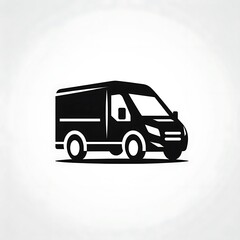 Simple black silhouette of a delivery van.