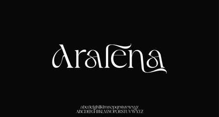 Aralena, elegant modern alphabet letters font logo. logo alphabet. Minimal modern urban fonts for logo, brand etc. Typography typeface uppercase lowercase and number. vector illustration
