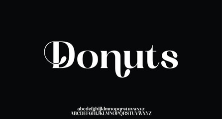 Donuts, elegant modern alphabet letters font logo. logo alphabet. Minimal modern urban fonts for logo, brand etc. Typography typeface uppercase lowercase and number. vector illustration
