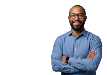 Isolated African American Man Smiling With Arms Crossed