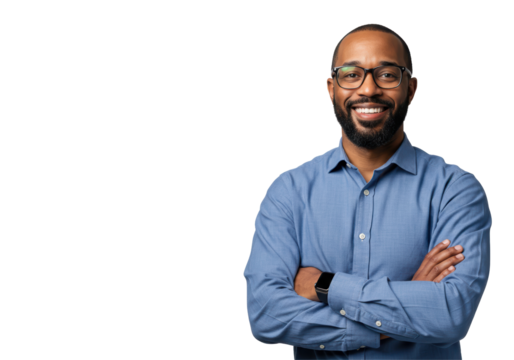 Isolated African American Man Smiling With Arms Crossed